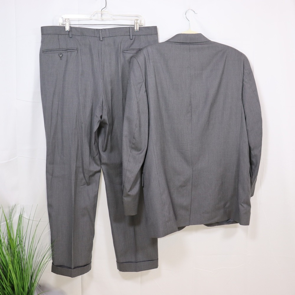 Jos A. Bank Pinstripe Suit Set 40R 36 Gray Mens - BLAZER ONLY PRICE - Picture 2 of 6
